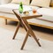 Boho End Table Wicker Rattan Glass Top Side Table Z Shaped Frame Nightstand Magazine Storage Shelf Accent Table Living Room